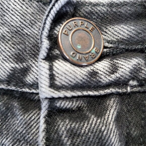 Purple Brand Shorts Mens 28 Black Distressed Ripped Denim Mid Rise Raw Hem Jorts - Picture 13 of 15